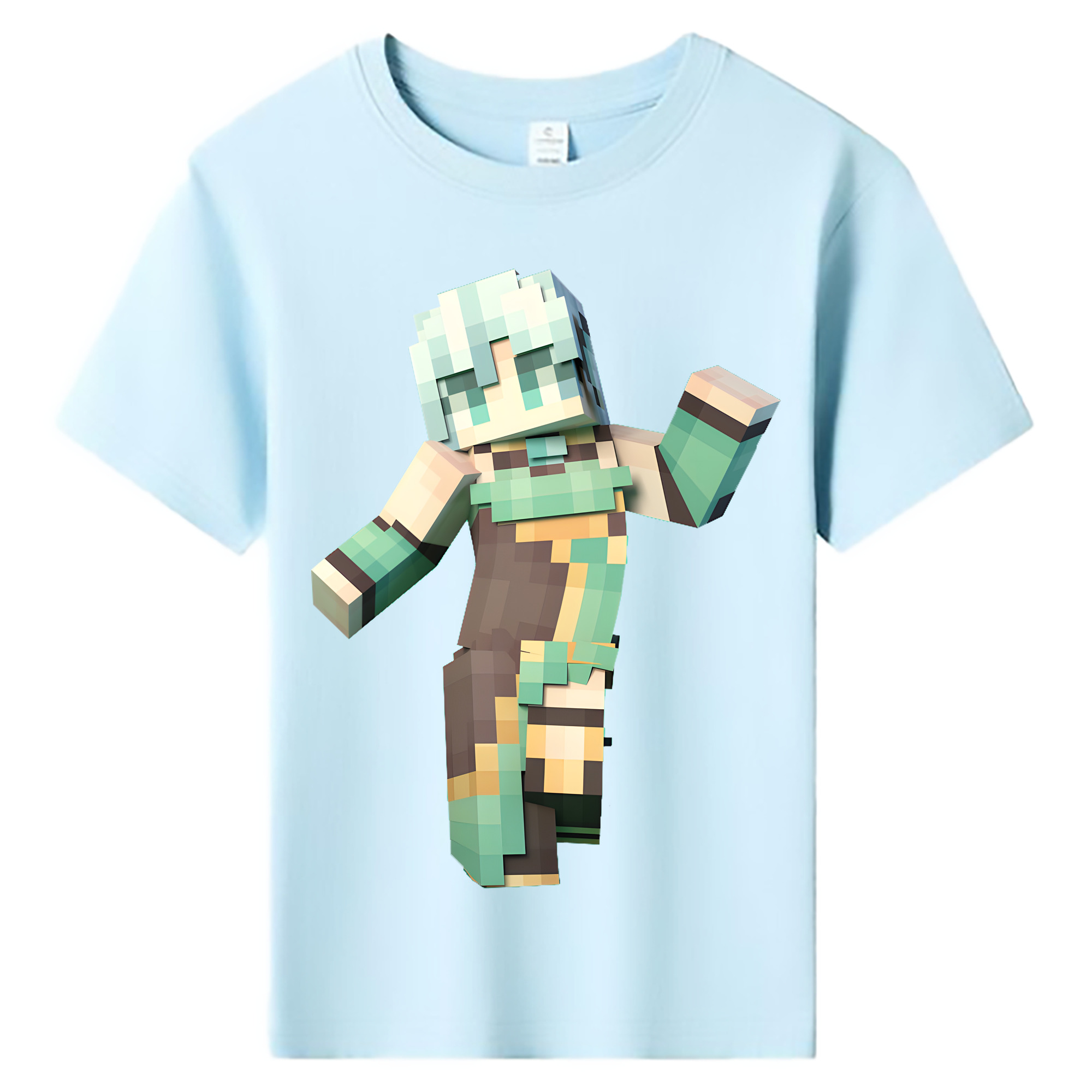 （画像用） マインクラフト ブロックの世界 Minecraft MC Block world 綿100％キッズTシャツ（フロントプリント）